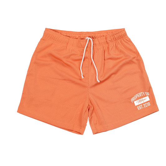 ‘Property Of’ Mesh Shorts Coral